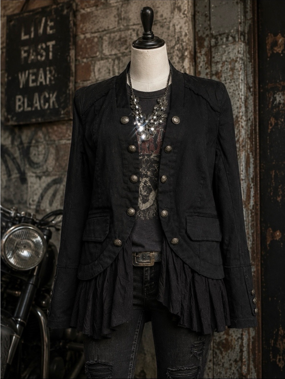 Jolt Black Jacket Blazer | Military Inspired Double-Breasted Boho Statemet